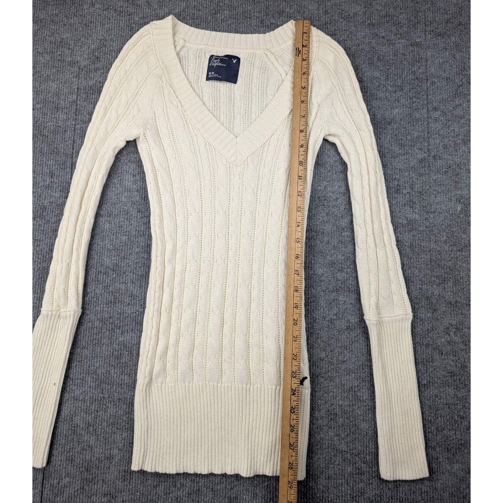 Vintage Y2K American Eagle Cable Knit Sweater Women Medium Bella Swan Elena Logo - Picture 4 of 5